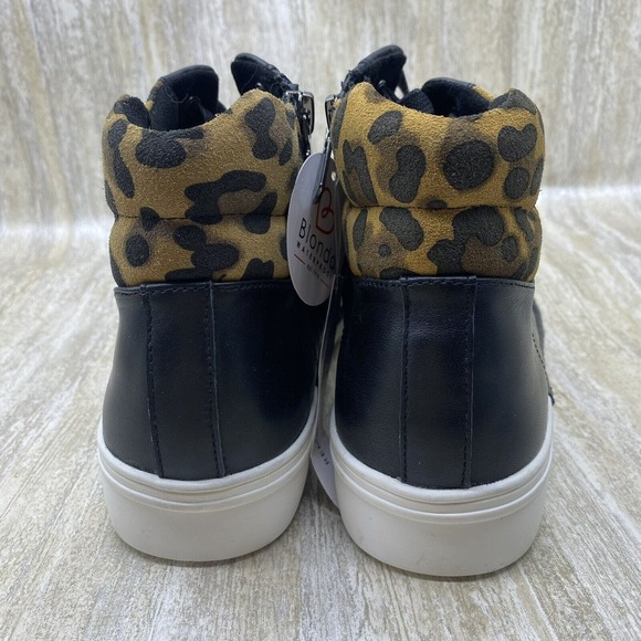 Blondo Womens 8 Grazen Boots NEW Black Leather Animal Leopard Waterproof Booties - Picture 6 of 13